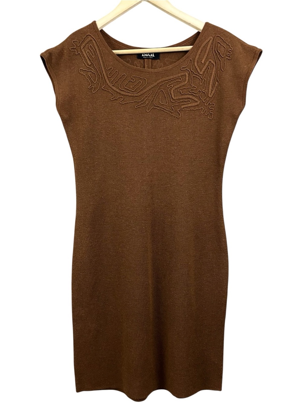 BIGI Vintage Made in Japan Linen Blend Knit Bodycon Dress Size Medium